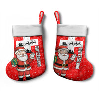 Switzerland Christmas Stocking with Santa Sleigh Silhouette and Red Holiday Icon - Wonder Print Shop