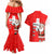 Switzerland Christmas Couples Matching Mermaid Dress and Hawaiian Shirt with Santa Sleigh Silhouette and Red Holiday Icon - Wonder Print Shop