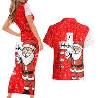 Switzerland Christmas Couples Matching Short Sleeve Bodycon Dress and Hawaiian Shirt with Santa Sleigh Silhouette and Red Holiday Icon - Wonder Print Shop