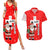 Switzerland Christmas Couples Matching Summer Maxi Dress and Hawaiian Shirt with Santa Sleigh Silhouette and Red Holiday Icon - Wonder Print Shop