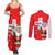 Switzerland Christmas Couples Matching Summer Maxi Dress and Long Sleeve Button Shirt with Santa Sleigh Silhouette and Red Holiday Icon - Wonder Print Shop
