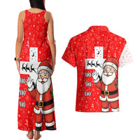 Switzerland Christmas Couples Matching Tank Maxi Dress and Hawaiian Shirt with Santa Sleigh Silhouette and Red Holiday Icon - Wonder Print Shop