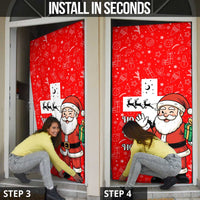 Switzerland Christmas Door Cover with Santa Sleigh Silhouette and Red Holiday Icon - Wonder Print Shop