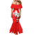 Switzerland Christmas Family Matching Mermaid Dress and Hawaiian Shirt with Santa Sleigh Silhouette and Red Holiday Icon - Wonder Print Shop