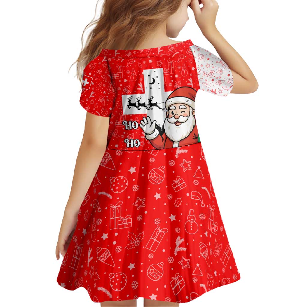 Switzerland Christmas Family Matching Off Shoulder Maxi Dress and Hawaiian Shirt with Santa Sleigh Silhouette and Red Holiday Icon - Wonder Print Shop
