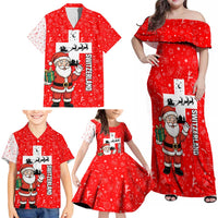 Switzerland Christmas Family Matching Off Shoulder Maxi Dress and Hawaiian Shirt with Santa Sleigh Silhouette and Red Holiday Icon - Wonder Print Shop