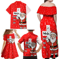 Switzerland Christmas Family Matching Off Shoulder Maxi Dress and Hawaiian Shirt with Santa Sleigh Silhouette and Red Holiday Icon - Wonder Print Shop
