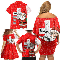 Switzerland Christmas Family Matching Off Shoulder Short Dress and Hawaiian Shirt with Santa Sleigh Silhouette and Red Holiday Icon - Wonder Print Shop