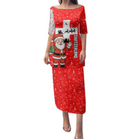 Switzerland Christmas Family Matching Puletasi and Hawaiian Shirt with Santa Sleigh Silhouette and Red Holiday Icon - Wonder Print Shop