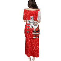 Switzerland Christmas Family Matching Puletasi and Hawaiian Shirt with Santa Sleigh Silhouette and Red Holiday Icon - Wonder Print Shop