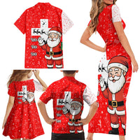 Switzerland Christmas Family Matching Short Sleeve Bodycon Dress and Hawaiian Shirt with Santa Sleigh Silhouette and Red Holiday Icon - Wonder Print Shop