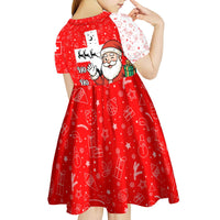 Switzerland Christmas Kid Short Sleeve Dress with Santa Sleigh Silhouette and Red Holiday Icon - Wonder Print Shop