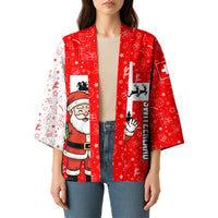 Switzerland Christmas Kimono with Santa Sleigh Silhouette and Red Holiday Icon - Wonder Print Shop