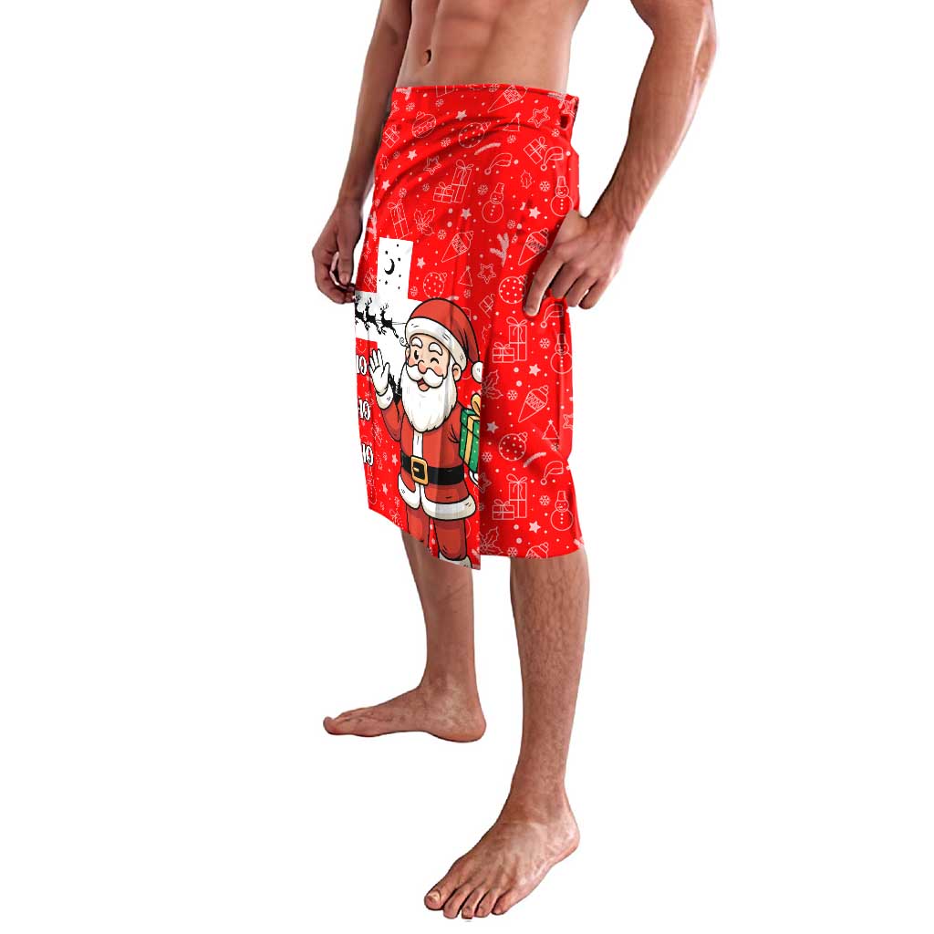 Switzerland Christmas Lavalava with Santa Sleigh Silhouette and Red Holiday Icon - Wonder Print Shop