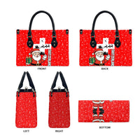 Switzerland Christmas Leather Bag with Santa Sleigh Silhouette and Red Holiday Icon - Wonder Print Shop