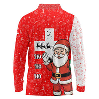 Switzerland Christmas Long Sleeve Polo Shirt with Santa Sleigh Silhouette and Red Holiday Icon - Wonder Print Shop