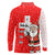 Switzerland Christmas Long Sleeve Polo Shirt with Santa Sleigh Silhouette and Red Holiday Icon - Wonder Print Shop