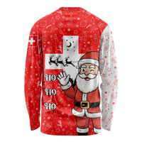 Switzerland Christmas Long Sleeve Shirt with Santa Sleigh Silhouette and Red Holiday Icon - Wonder Print Shop