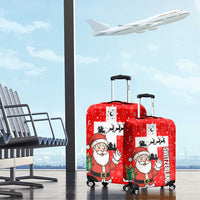 Switzerland Christmas Luggage Cover with Santa Sleigh Silhouette and Red Holiday Icon - Wonder Print Shop