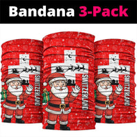 Switzerland Christmas Neck Gaiter with Santa Sleigh Silhouette and Red Holiday Icon - Wonder Print Shop