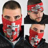 Switzerland Christmas Neck Gaiter with Santa Sleigh Silhouette and Red Holiday Icon - Wonder Print Shop