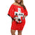 Switzerland Christmas Off Shoulder Short Dress with Santa Sleigh Silhouette and Red Holiday Icon - Wonder Print Shop