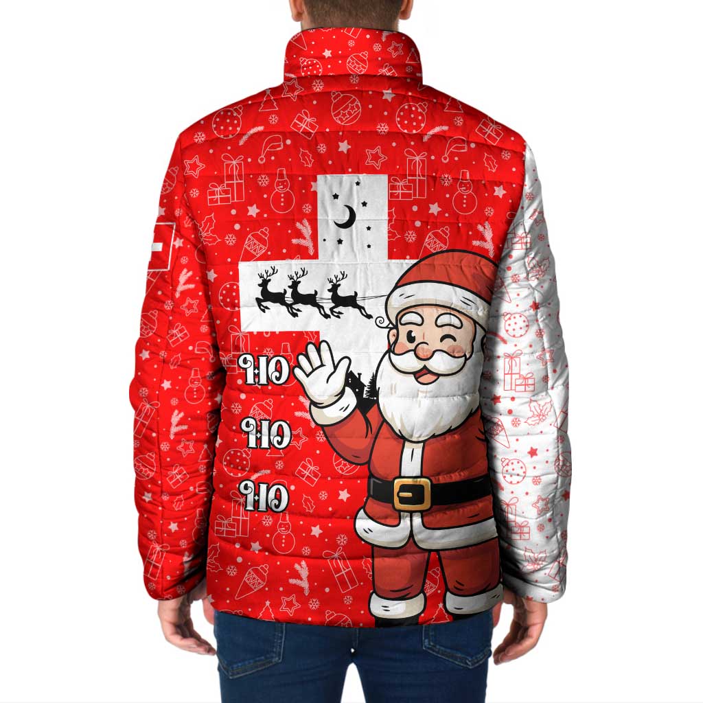 Switzerland Christmas Padded Jacket with Santa Sleigh Silhouette and Red Holiday Icon - Wonder Print Shop