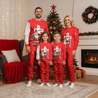 Switzerland Christmas Pajama Set with Santa Sleigh Silhouette and Red Holiday Icon - Wonder Print Shop