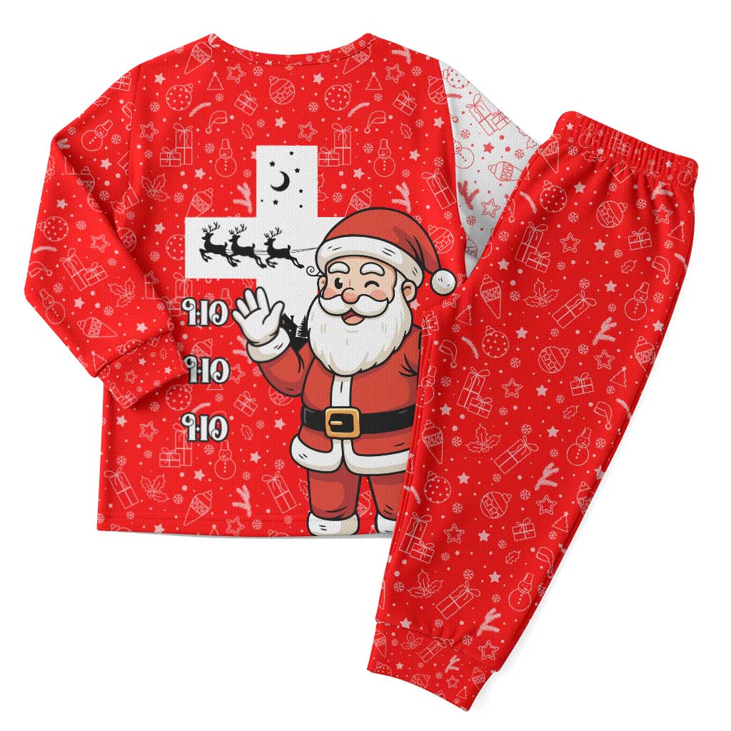 Switzerland Christmas Pajama Set with Santa Sleigh Silhouette and Red Holiday Icon - Wonder Print Shop