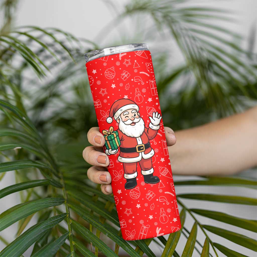 Switzerland Christmas Skinny Tumbler with Santa Sleigh Silhouette and Red Holiday Icon - Wonder Print Shop