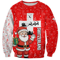 Switzerland Christmas Sweatshirt with Santa Sleigh Silhouette and Red Holiday Icon - Wonder Print Shop