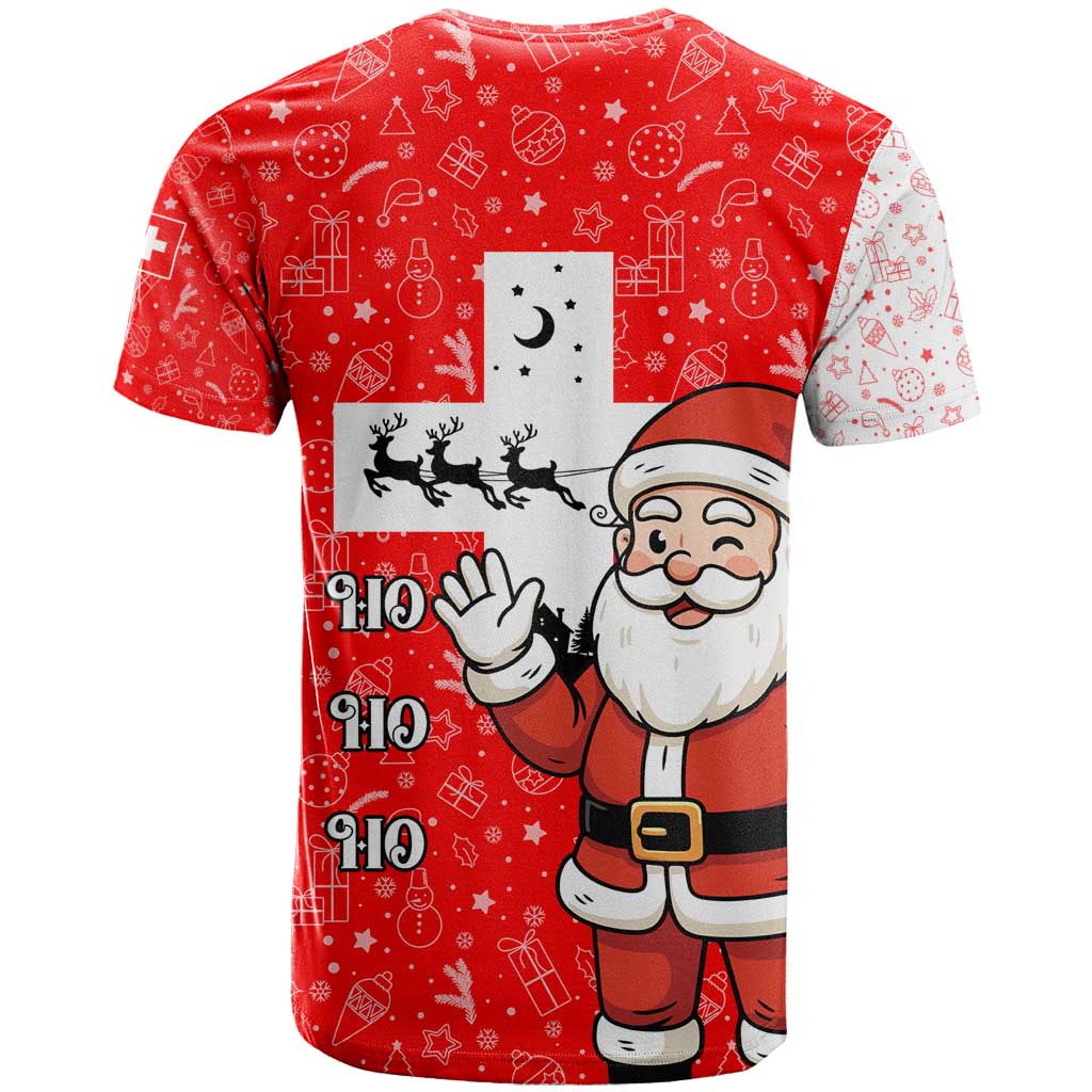 Switzerland Christmas T Shirt with Santa Sleigh Silhouette and Red Holiday Icon - Wonder Print Shop