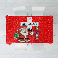 Switzerland Christmas Tablecloth with Santa Sleigh Silhouette and Red Holiday Icon - Wonder Print Shop