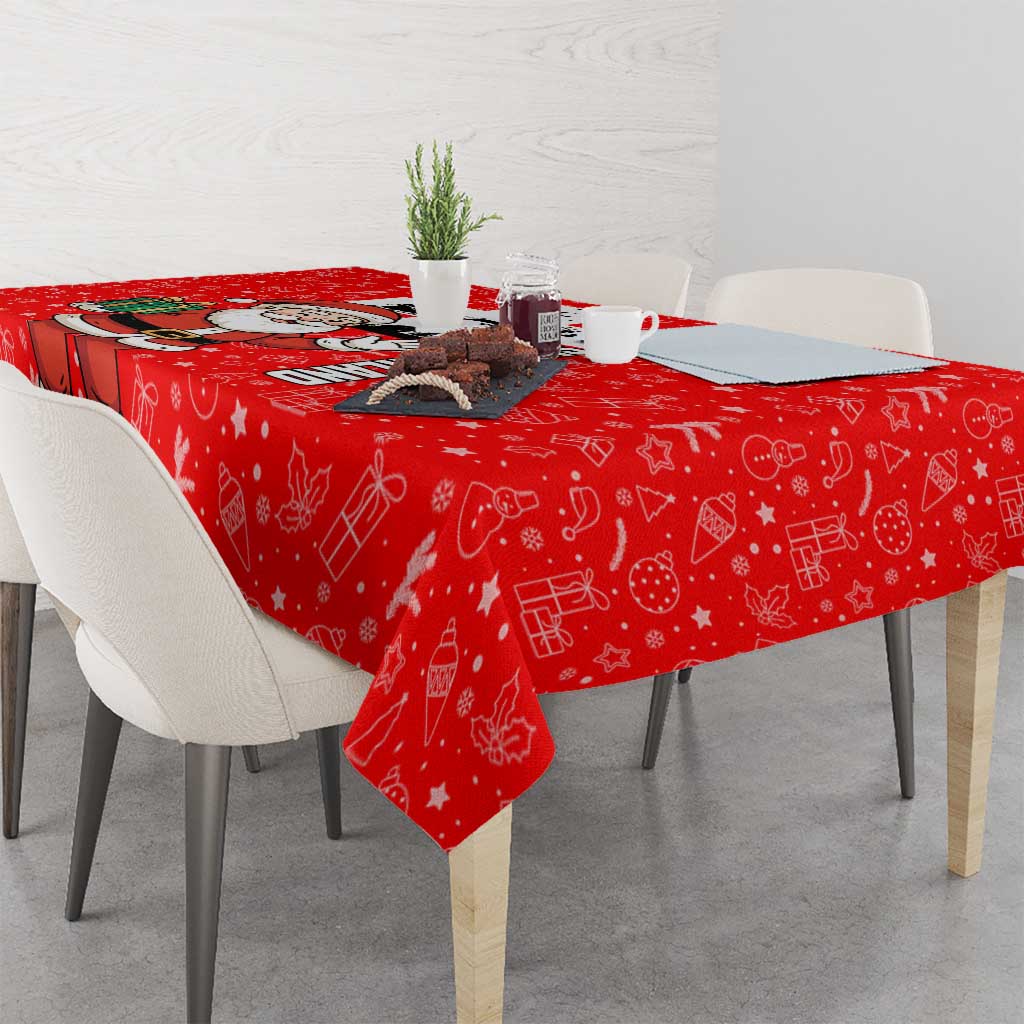 Switzerland Christmas Tablecloth with Santa Sleigh Silhouette and Red Holiday Icon - Wonder Print Shop