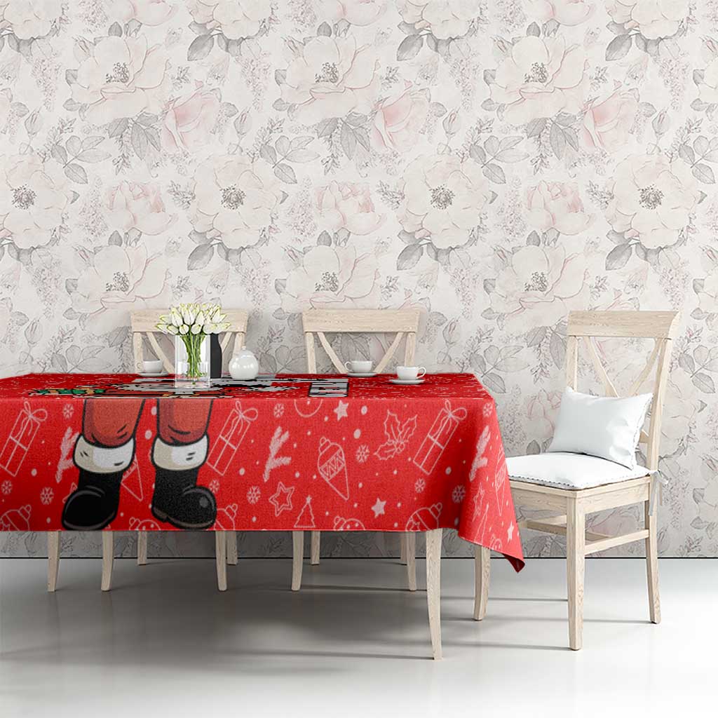 Switzerland Christmas Tablecloth with Santa Sleigh Silhouette and Red Holiday Icon - Wonder Print Shop