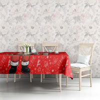Switzerland Christmas Tablecloth with Santa Sleigh Silhouette and Red Holiday Icon - Wonder Print Shop
