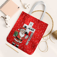 Switzerland Christmas Tote Bag with Santa Sleigh Silhouette and Red Holiday Icon - Wonder Print Shop