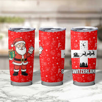 Switzerland Christmas Tumbler Cup with Santa Sleigh Silhouette and Red Holiday Icon - Wonder Print Shop