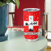 Switzerland Christmas Tumbler Cup with Santa Sleigh Silhouette and Red Holiday Icon - Wonder Print Shop