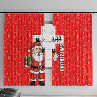Switzerland Christmas Window Curtain with Santa Sleigh Silhouette and Red Holiday Icon - Wonder Print Shop