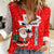 Switzerland Christmas Women Casual Shirt with Santa Sleigh Silhouette and Red Holiday Icon - Wonder Print Shop