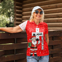 Switzerland Christmas Women Polo Shirt with Santa Sleigh Silhouette and Red Holiday Icon - Wonder Print Shop