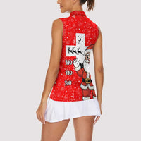 Switzerland Christmas Women Sleeveless Polo Shirt with Santa Sleigh Silhouette and Red Holiday Icon - Wonder Print Shop