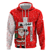 Switzerland Christmas Zip Hoodie with Santa Sleigh Silhouette and Red Holiday Icon - Wonder Print Shop