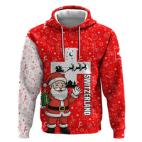 Switzerland Christmas Zip Hoodie with Santa Sleigh Silhouette and Red Holiday Icon - Wonder Print Shop