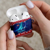 Norway Christmas AirPods Case with Northern Lights Snowflake Pattern and Nordic Forest - Wonder Print Shop