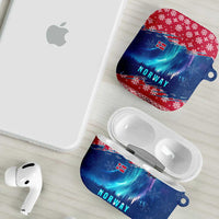 Norway Christmas AirPods Case with Northern Lights Snowflake Pattern and Nordic Forest - Wonder Print Shop