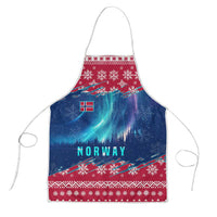 Norway Christmas Apron with Northern Lights Snowflake Pattern and Nordic Forest - Wonder Print Shop
