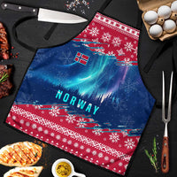 Norway Christmas Apron with Northern Lights Snowflake Pattern and Nordic Forest - Wonder Print Shop