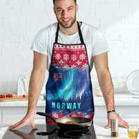 Norway Christmas Apron with Northern Lights Snowflake Pattern and Nordic Forest - Wonder Print Shop